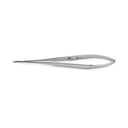 Micro Needle Holder - Flat Knurled Handle, Tungsten Carbide Dusted Jaws